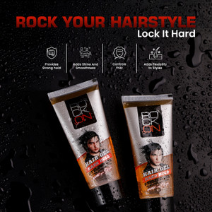 ROCK ON Hard Hold Styling Gel for Men Strong Hold, Frizz Control, Castor Oil & Glycerin Hair Gel
