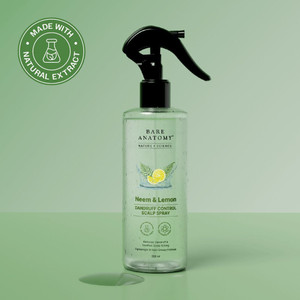 BARE ANATOMY Dandruff Control Scalp Spray for Dandruff & Flake Reduction | Neem & \ Lemon Hair Spray