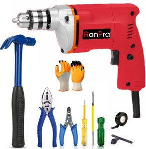 रनप्रा 10MM DRILL MACHINE WITH TOOL SET AND HAMMER RHC-455 7 KG BREAKER/DEMOLITION HEAVY DUTY WITH 2 BIT SET हैमर ड्रिल