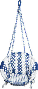 Halder Jute Premium Round Swing Chair White Blue Cotton Large Swing