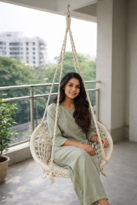 Patiofy Chair/ Jhula Indoor/ for Home/for Adults Outdoor Wooden Cotton Large Swing