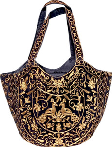 Ruwaza Art creation Women Black, Gold Tote
