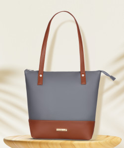 Leather Land Women Grey, Tan Shoulder Bag