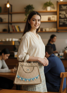 Krishna Handloom Men & Women Brown Handbag