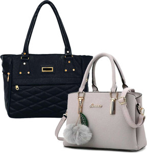 khatushyam collection Women Black, Grey Hand-held Bag