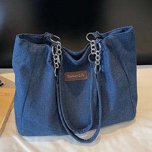 Aesthetic Handbags Women Blue Hand-held Bag