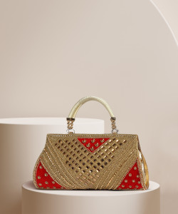 Fancy Walas Women Gold, Red Hand-held Bag