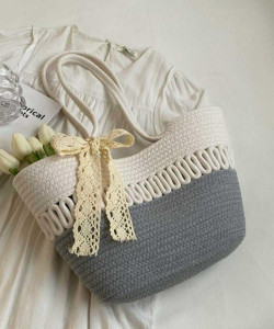 GHATIN Women Grey, White Hand-held Bag