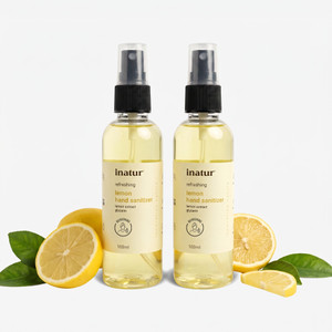 inatur Refreshing Lemon  Spray | Alcohol-Based, 99.9% Germ Protection | Hand Sanitizer Spray Bottle