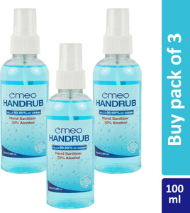 Omeo Instant Liquid Sanitizer Spray- 70% Alcohol for Home & Personal Hygiene Hand Rub Bottle