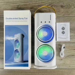 Mystic Wrap Rechargeable Double-Ended Spray Fan with LED Lights & Dual Cooling Mist System MW-2FAN-01 USB Air Cooler