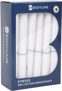 बॉडीकेयर Mens Handkerchief Pack Of 6-White रूमाल
