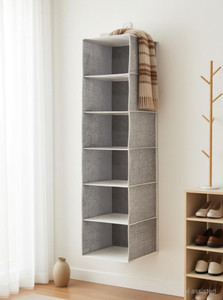 FosCadit 6 Self Home Hanging Clothes Organizer Wardrobe Non-Woven Fabric with PVC Zippered Closure Closet Organizer