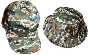 Kumar's Trend Army Military Crpf Hat with Cap Combo Reversible Camouflage Bucket Boonie Hats.