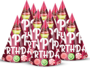 ZYOZI Candy Theme Birthday Party Hats, Happy Birthday Cone Party Hats for Kids