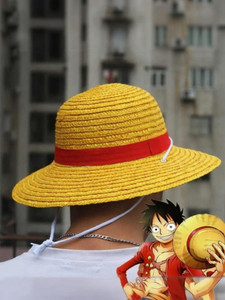 World Gift Mart Cosplay Straw Cap Anime Luffy Flat Hats Cartoon Props Sun Hat