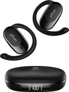 PTron Bassbuds Senz w/ 50Hrs Playtime, Open-Ear Design, Pristine Audio, AI-ENC Calls Bluetooth Headset (Black, True Wireless)