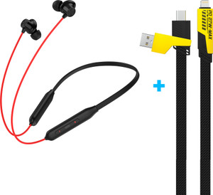 Aroma Combo 2 - NB120 Amaze upto 50H* Neckband + UC720, 4in1 65W Fast Charging Cable Bluetooth