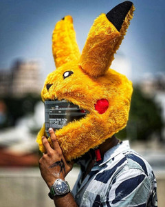 SRPHERE Pikachu Helmet Cover for Riders | Motorcycle Bunny Helmet Cover - Yellow Helmet Buckle Clip