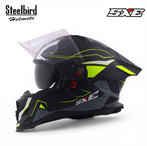 Steelbird Air SBH-61 ISS SXE RACE-X Matt Black Neon Helmet - Image 6