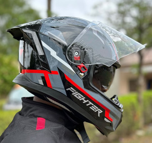 Steelbird Air SBH-57 ISS Fighter Stealth X Full Face Helmet Black Red - Image 6