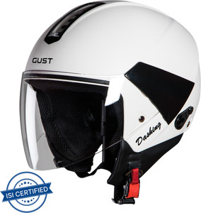 Steelbird SB-33 7Wings Gust Open Face Helmet in White with Smoke Visor Motorbike Helmet