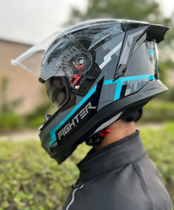 Steelbird Air SBH-57 ISS Fighter Stealth X Helmet Black Jazz Blue - Image 6