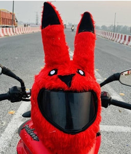 V VANTRA Red Pikachu Style Bunny Helmet Cover For Full Face Helmet Motorbike Helmet (Red Motorbike Helmet