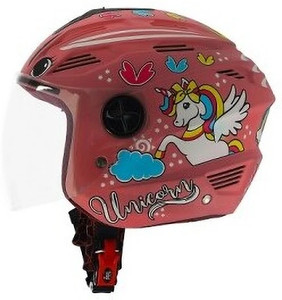 Steelbird SBA-6 Unicorn ISI Certified Open Face Graphic Helmet for Women and Kids Motorbike Helmet
