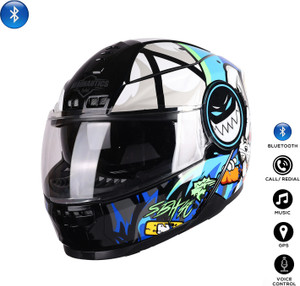 Steelbird Crazy Doe Bluetooth Full Face ISI Certified Helmet for Men with Inner Sun Shield Motorbike Helmet