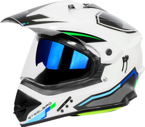 Steelbird Racer Bluetooth Off Road ISI Certified Motocross Double Visor Full Face Graphic Motorbike Helmet