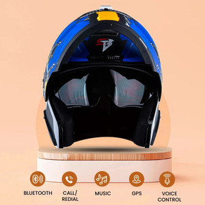 HEADFOX Smart Bluetooth N2 Air 7 Calls |Voice Asst. | GPS | Waterproof | Music Winner DV Motorbike Helmet