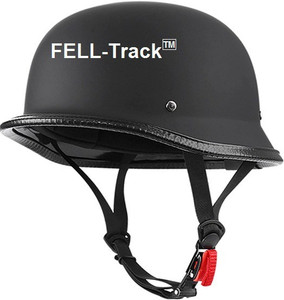 FELL-TRACK German Retro Style World War Inspired Half (Dull Black) Motorbike Helmet