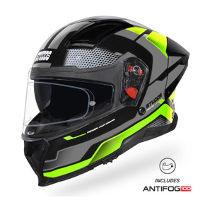 STUDDS Helios Asphalt Full Face ISI and DOT Certified Helmet with Dual Visor Motorbike Helmet