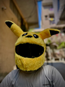 fluffnest Piikachuu Design Bunny Helmet Cover for Full Helmet (Yellow)  - 8 cm