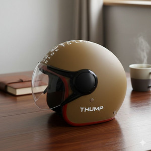 ASCONE Thump BTR Open Face Helmet, Unisex, ISI Approved, Clear PC Visor, Medium, 58cm Motorbike Helmet