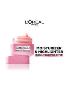 L'Oréal Paris Glycolic Bright Matte Luminizing Cream, Instant Glow Booster, Fades Dark spots Highlighter
