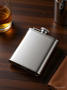 LIFE MUSIC High Grade Flask Perfect For Storing Whiskey, Alcohol, WINE, Beer, Champagne, Schnapps - It can be stored Neatly in your pocket or beg Portable Hand Hip Flask, 207 ml Stainless Steel Hip Flask