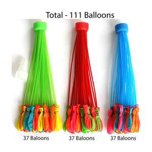 go klean Solid 37 Baloons In Each Bunch | Total 111 Balloons | Water Balloons For Kids | balloons For Holi Festival For Kids - Pack of 3 | Non Toxic Balloon Balloon