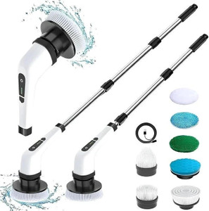 शोपोजनिक्स Cleaning 9 in 1 Electric Spin Scrubber,Upgrade LED Display Cordless Scrubber सफाई का ब्रश