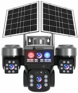 अपनाकैम 15MP 2K 4G SIM 3 Lens Camera Dual Solar Panel Battery Powered Outdoor सिक्योरिटी कैमरा