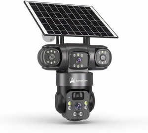 ApnaCam 12+6+6MP 4G Sim Based Solar Battery Powered 3 Lens/Screen View Bullet + PTZ CCTV Security Camera