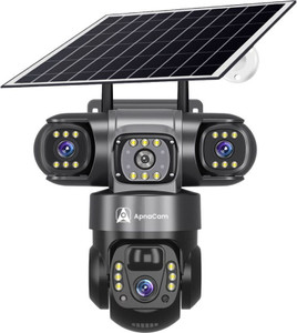 ApnaCam 12+6+6MP 4G Sim Based Solar Battery Powered 3 Lens/Screen View Bullet + PTZ CCTV Security Camera
