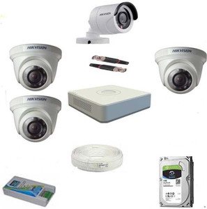 HIKVISION FULL HD 2MP CAMERAS COMBO KIT 4CH HD DVR+ 1 BULLET CAMERAS + 3 DOME CAMERAS+1TB HARD DISC+ WIRE ROLL +SUPPLY & ALL REQUIRED CONNECTORS,DVR Security Camera