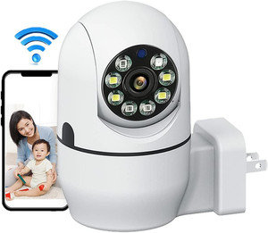 Bzrqx 5MP Power Plug 5G WiFi IP Camera 360 Rotate Color Night Vision Wireless PTZ Security Camera