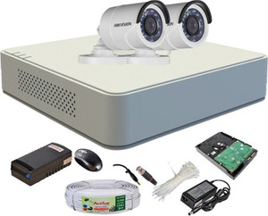 HIKVISION HIKVISION 4CH DVR DS-7A04HGHI-F1/N OR DS-7A04HGHI-F1/ECO 1PCS BULLET CAMERA 720P DS-2CE1ACOT-IRP OR DS-2CE1ACOT-IRP/ECO 02 PCS 90 METAR CABLE 1TB SATA HDD COMBO KIT Security Camera