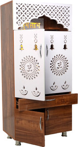 NITAYRA Wooden Temple For Home Pooja Mandir: Temple For Office With Decorative LED Light Engineered Wood Home Temple