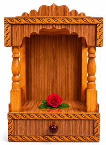 JAYSHRIMAHAKALFURNITURE Compact Pooja Mandir Solid Wood Home Temple