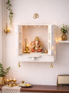 JAMWAIART Wooden Temple for Home Pooja, Arti ram mandir Solid Wood Home Temple