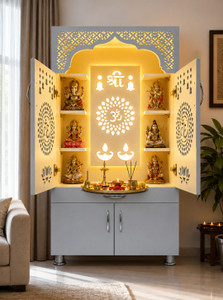 औरामंदिर Home Temple/Pooja Mandir with Led Lights(Height 130cm Pre-assembled) इंजीनियर वुड घर का मंदिर